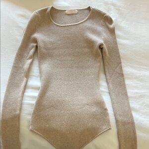 Nuuds crewneck sweater bodysuit - heather oat